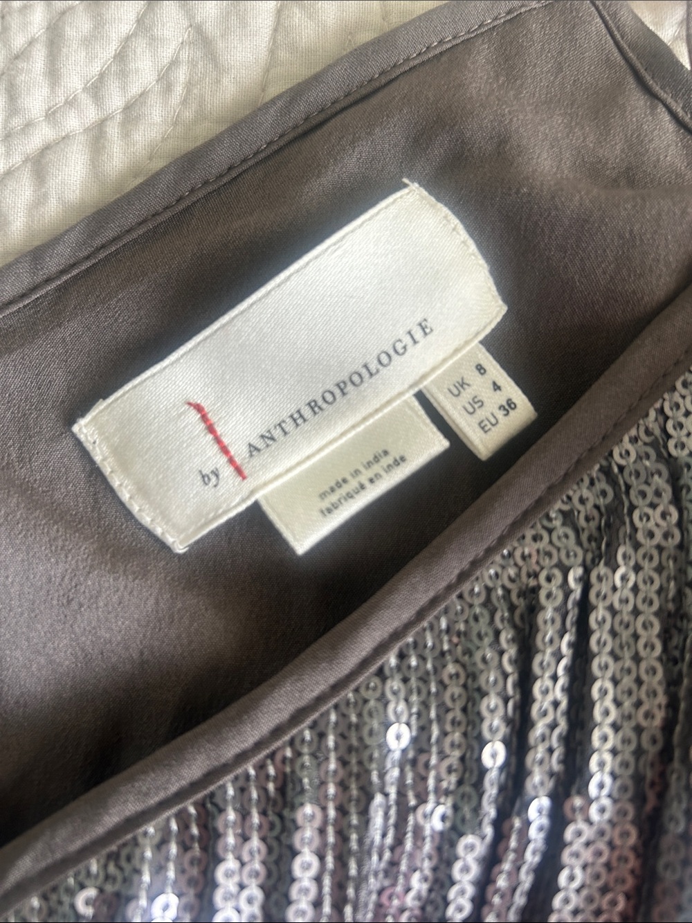 Anthropologie Silver Sequin Ruffle-Hem Camisole - Picture 6 of 6